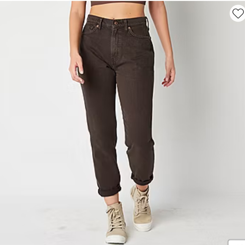 ➕ 🍂🍁 Fall Arizona Juniors Womens Highest Rise Mom Washed Brown Jeans Sz 17/18 - Picture 2 of 3